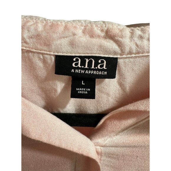 ๐ 2/$20 ๐ Pink Boho Long Sleeve Collared Blouse with Flouncy Bottom sz L - Picture 5 of 8